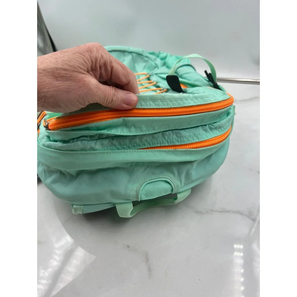 The North Face Borealis Backpack Mint Green Orange Bungee Laptop Bag Hiking